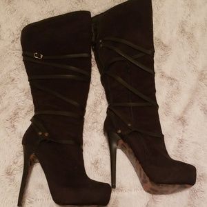 Black knee high boots